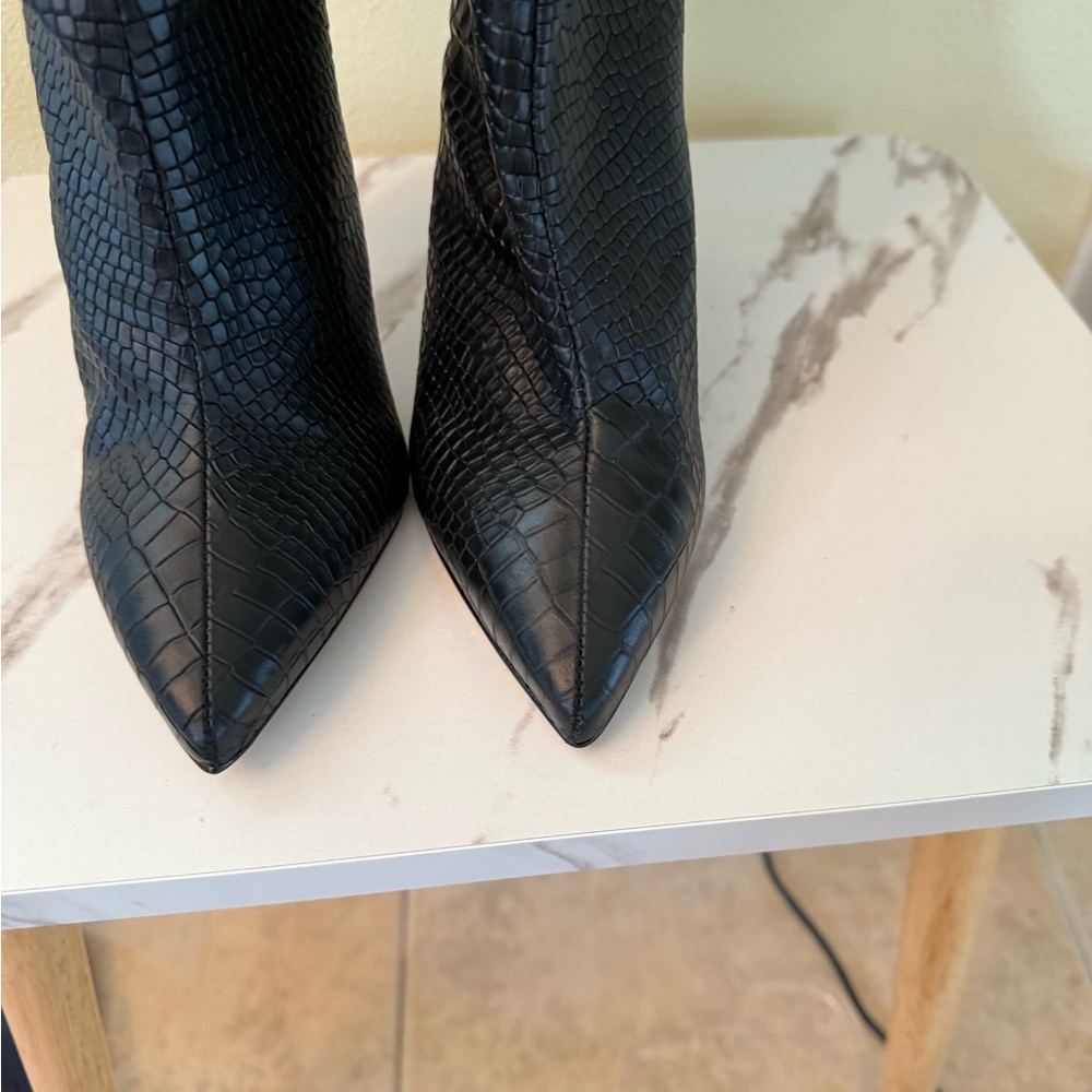 Schutz Maryana Black Croc Knee High Boots, NWOB, Size 5 - Picture 5 of 11